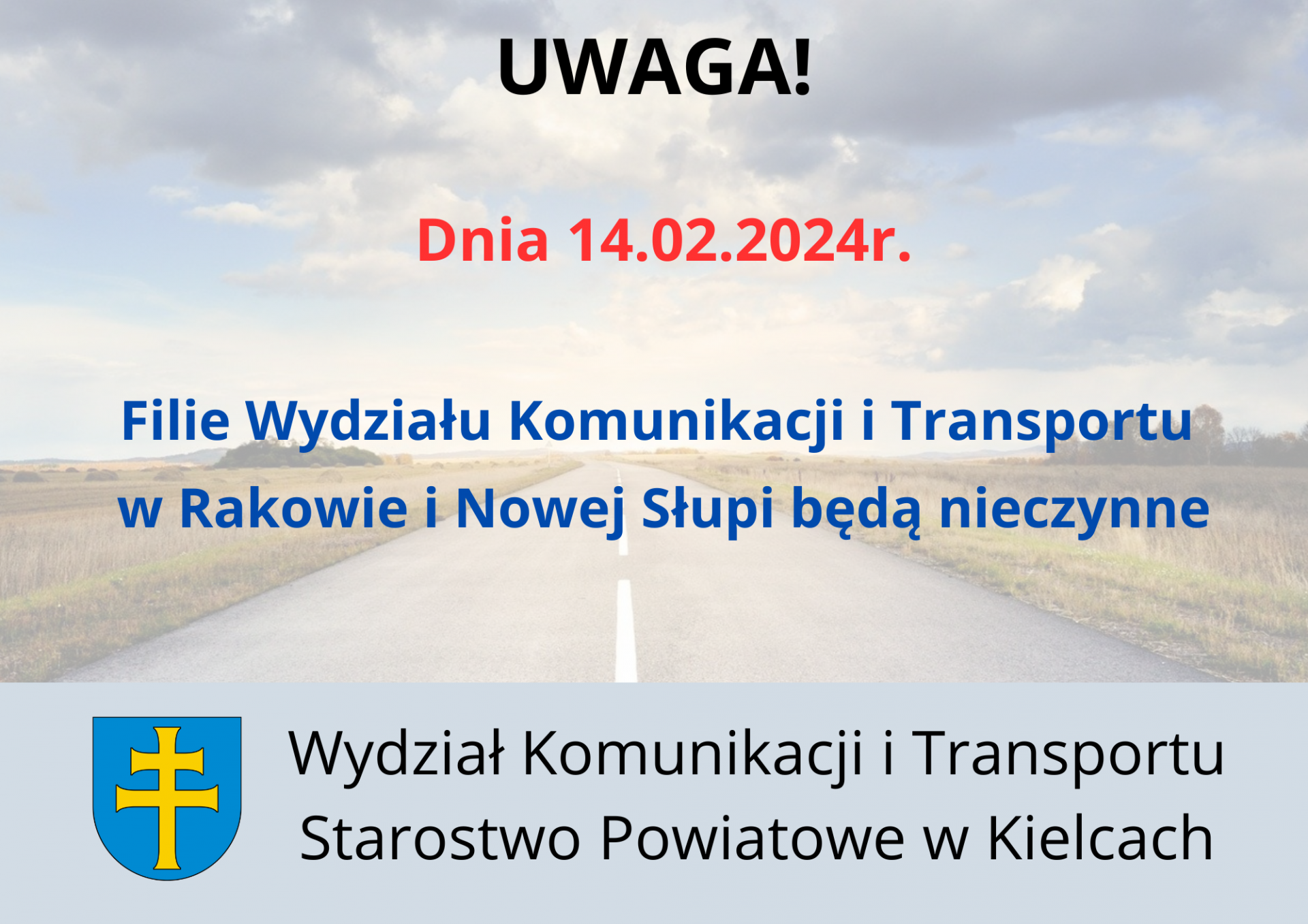 Komunikat Wydziały Komunikacji i Transportu